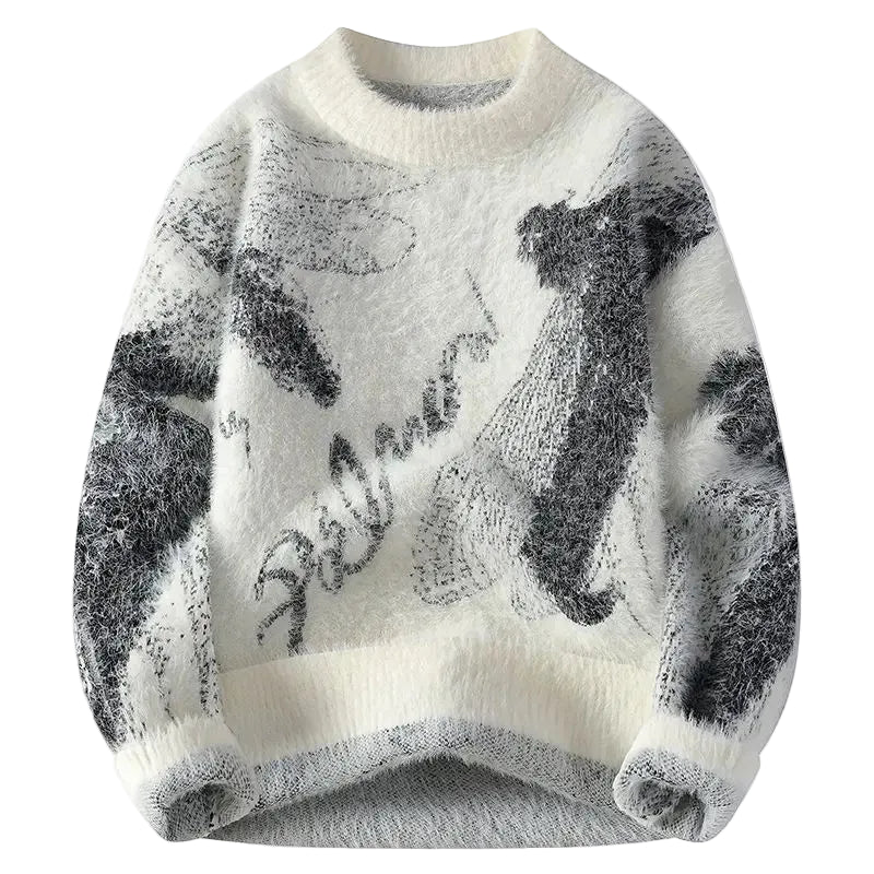 Abstract Jacquard Knit Sweater 002