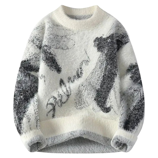 Abstract Jacquard Knit Sweater 002