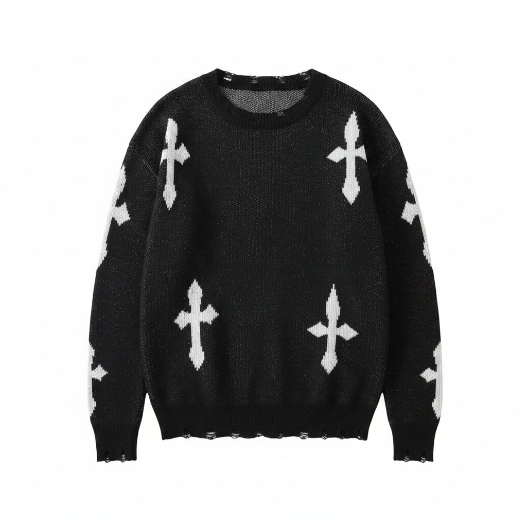 Distressed Cross Knit 006